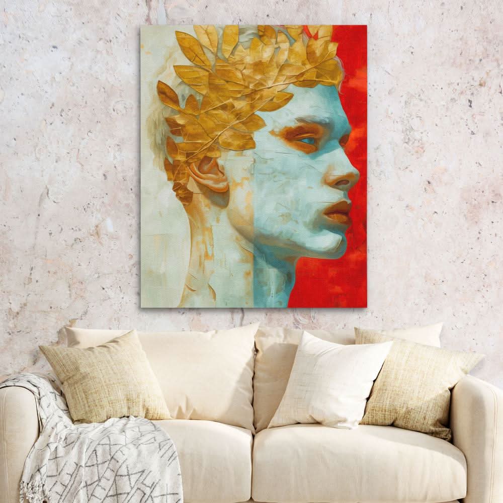 Olympians Crown - Masculine Wall Art in Black Frame