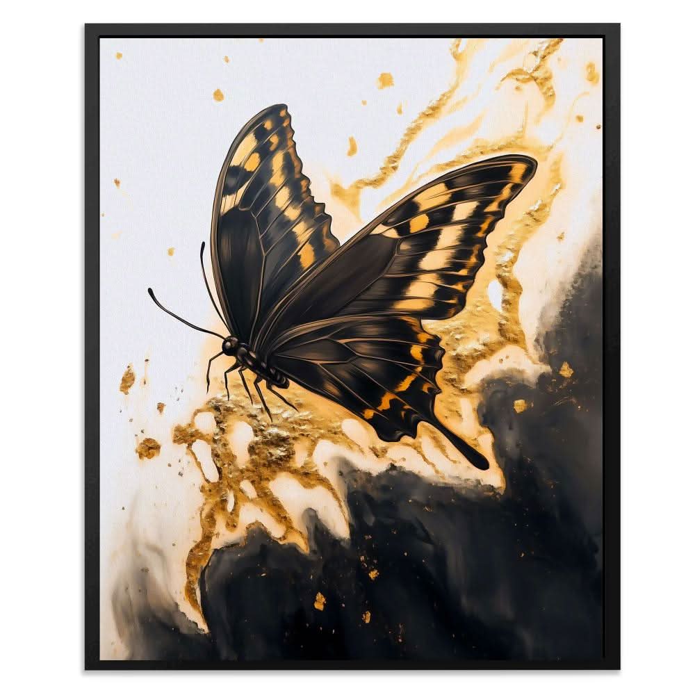 Onyx Flutter - Black and Gold Butterfly Canvas Print