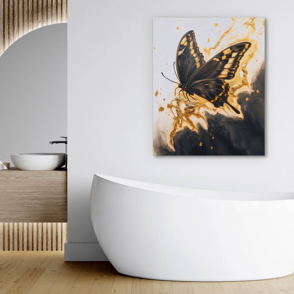 Onyx Flutter - Abstract Wall Art in Black Frame