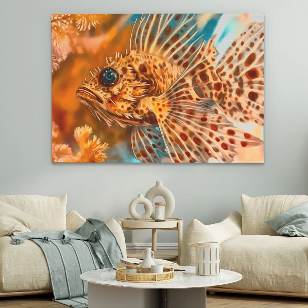 Orange Rock Fish - Modern Brown Canvas Wall Art