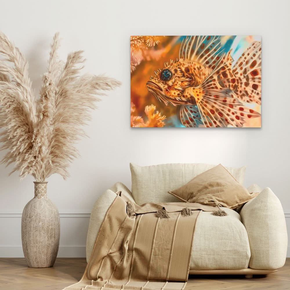 Orange Rock Fish - Coastal Wall Art in Black Frame