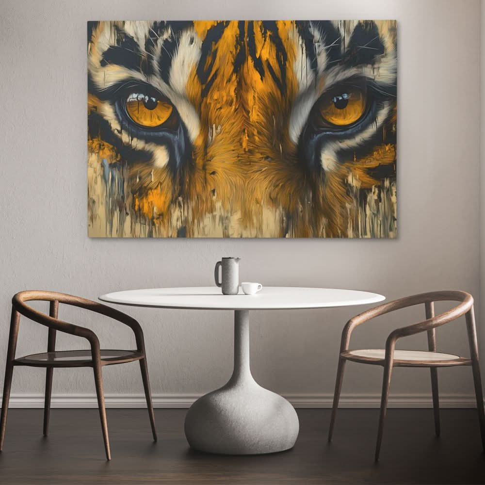 Orange Tiger Eyes - Wall Art in Black Frame