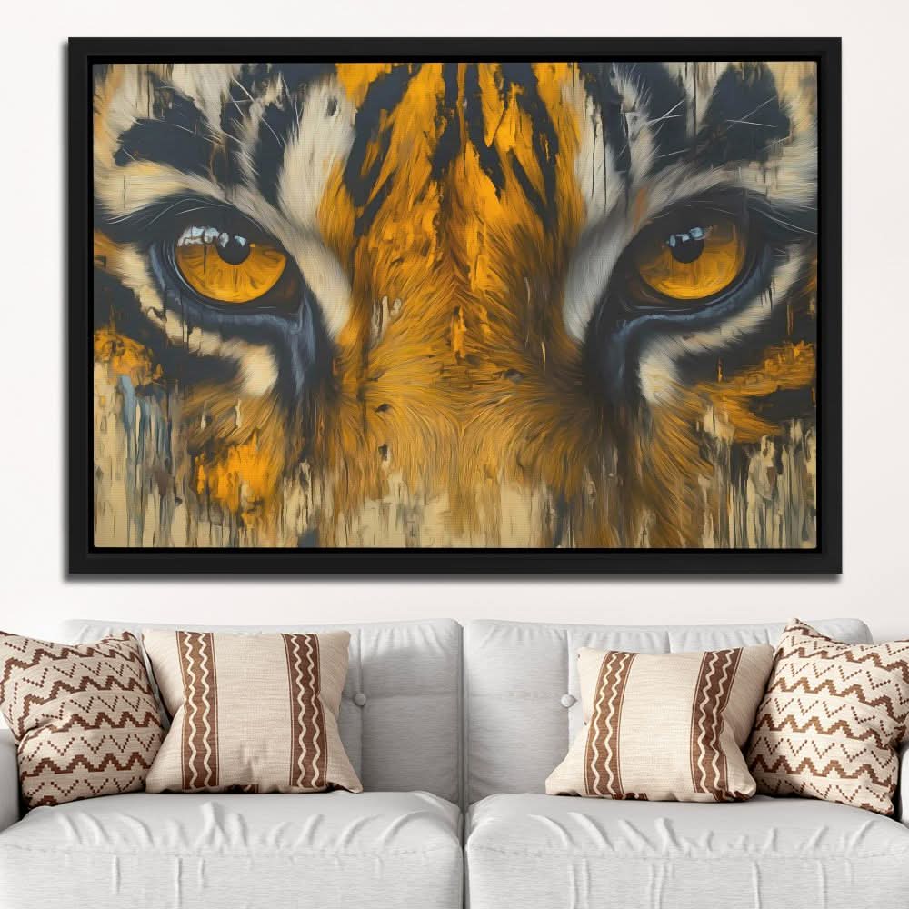 Orange Tiger Eyes - Black and Gold Big Cat Canvas Print