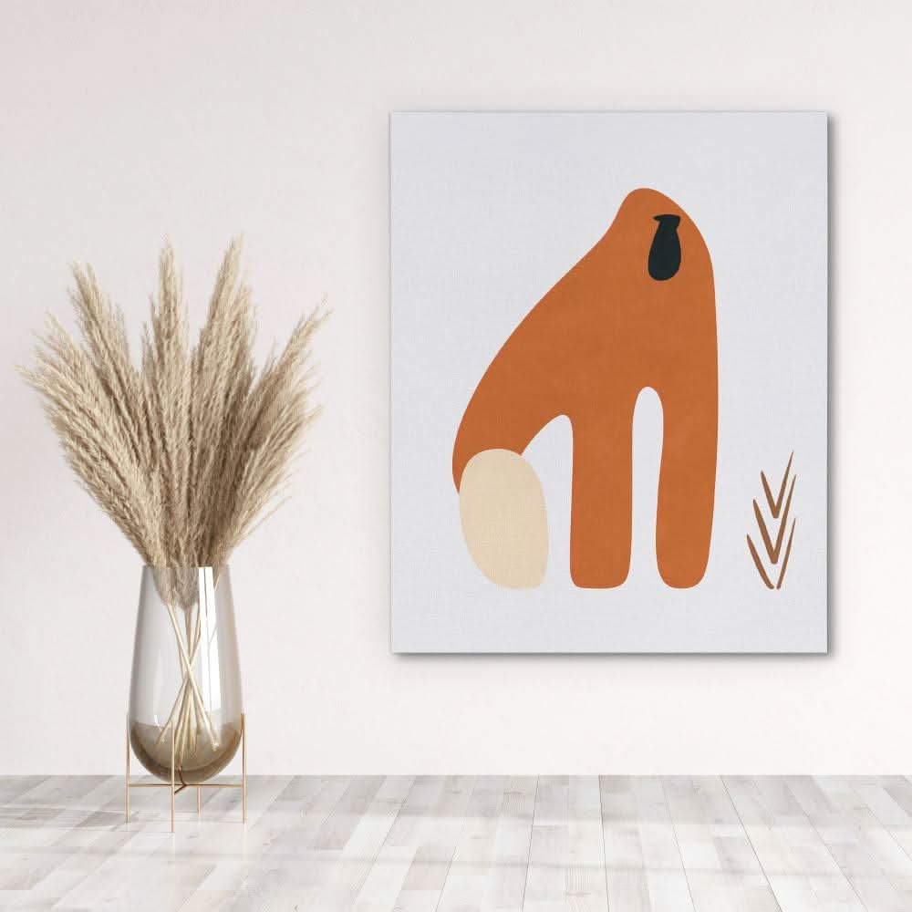 Orangutan Doodle - Monkey Wall Art in Black Frame