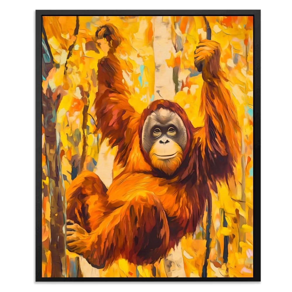 Orangutan’s Jungle Kingdom - Colorful Monkey Canvas Print