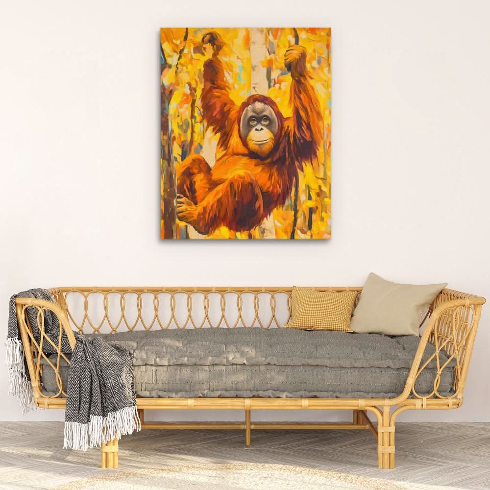 Orangutan’s Jungle Kingdom - Large Abstract Canvas Print