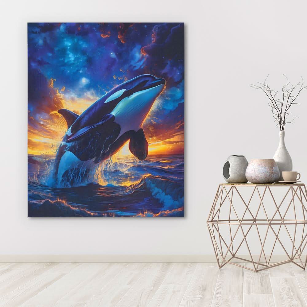 Orca Breaching - Coastal Art for Bedroom