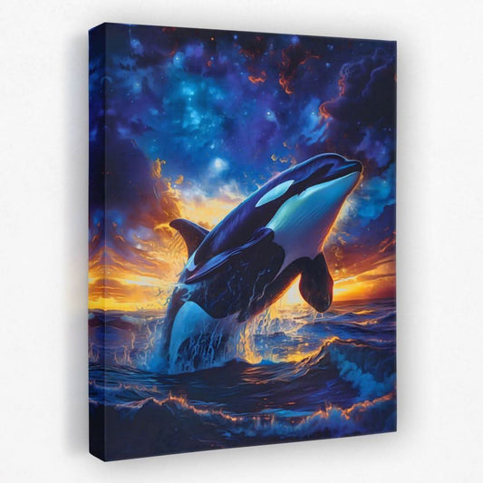 Orca Breaching - Coastal Canvas Wall Art
