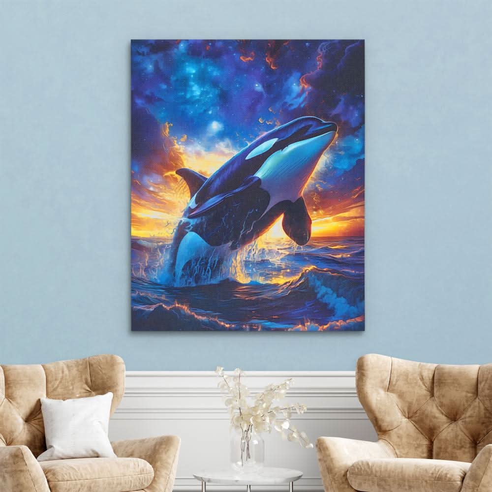 Orca Breaching - Large Abstract Canvas Print