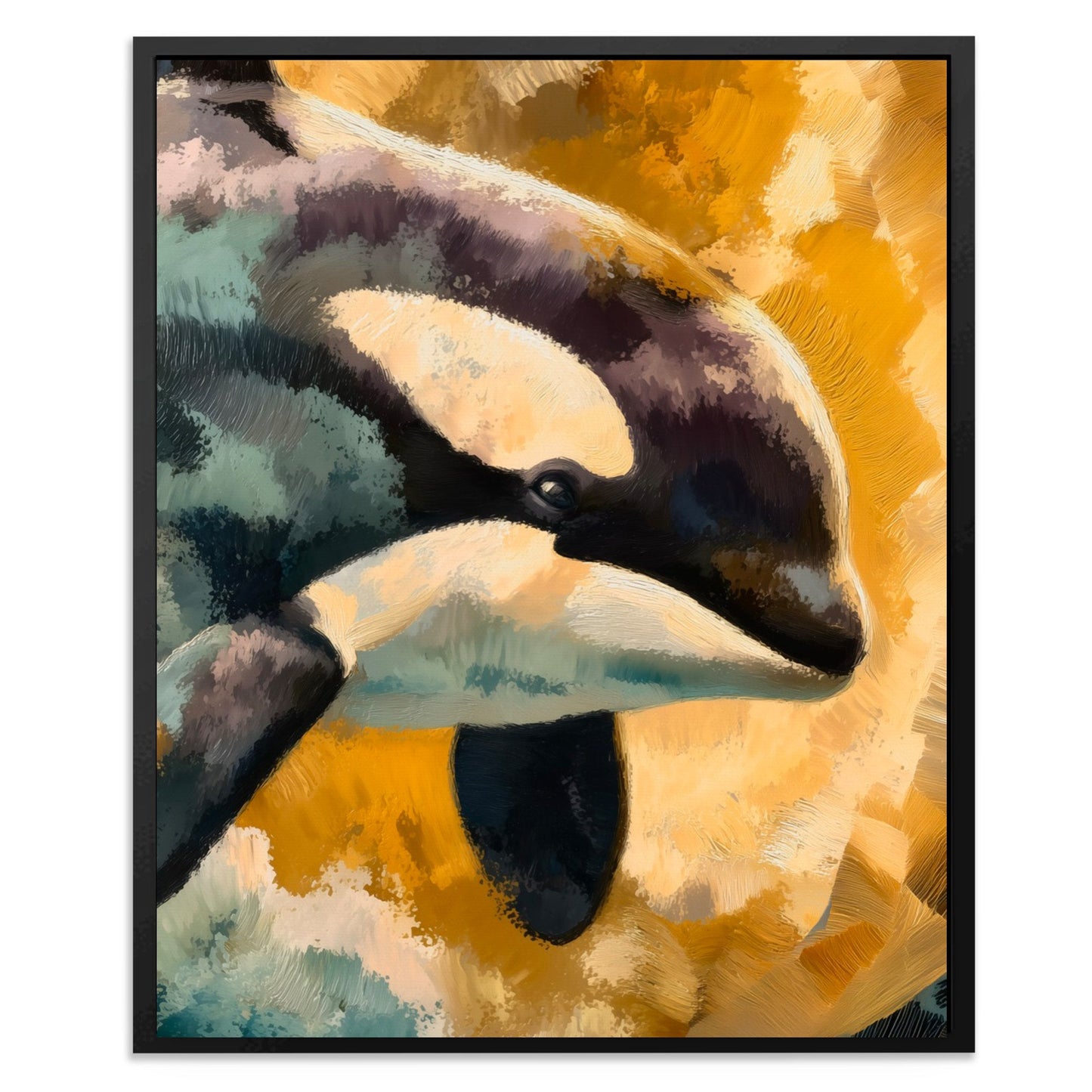 Orca Golden Surge - Luxury Wall Art