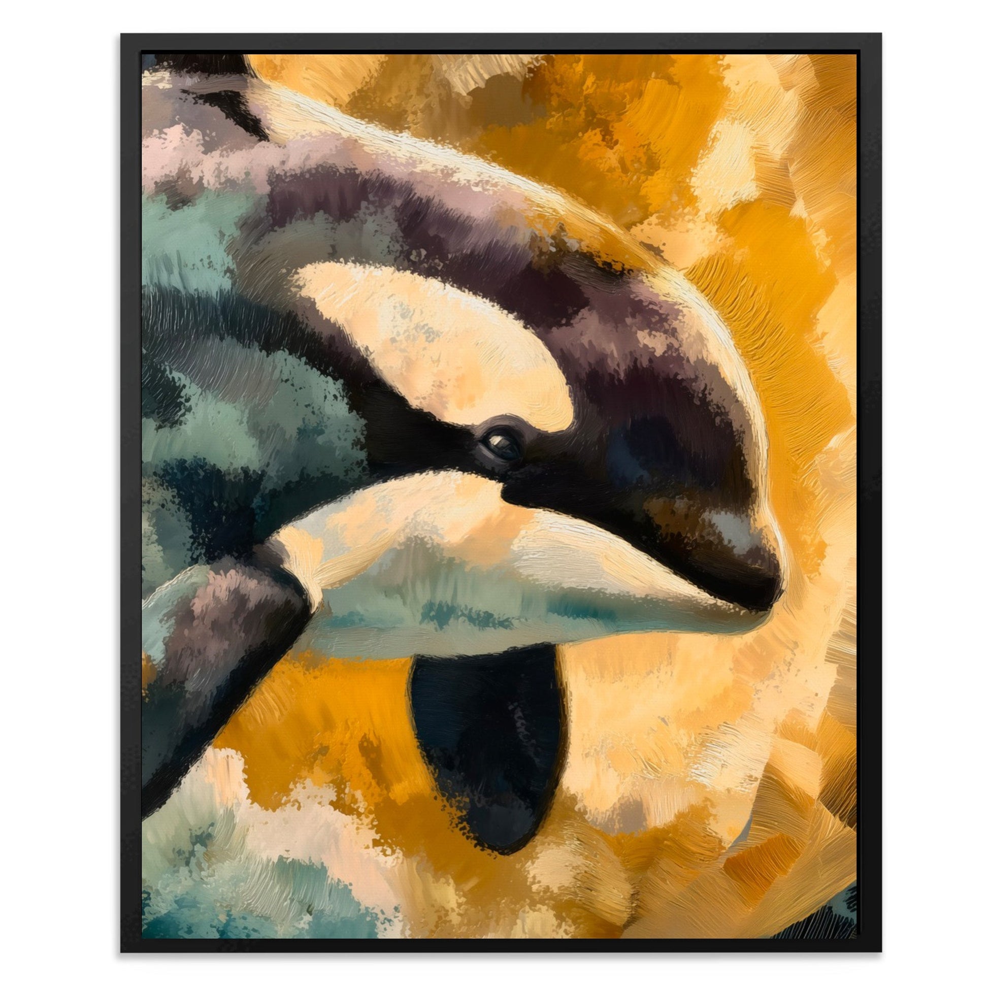 Orca Golden Surge - Luxury Wall Art