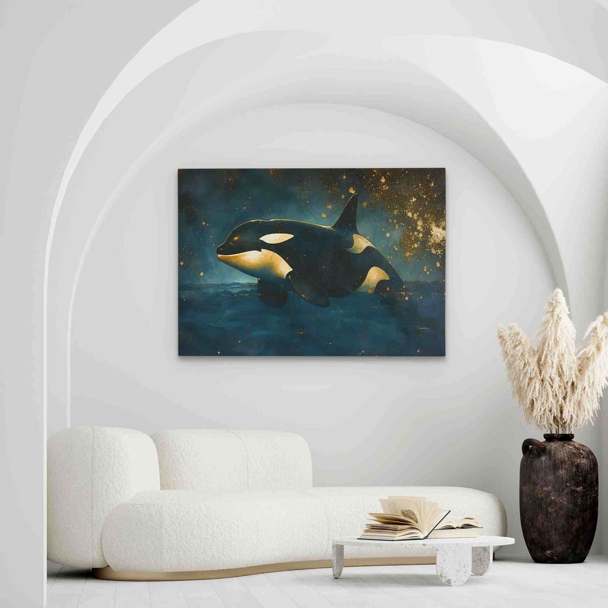Orca Out of Water - Fish Wall Art in Black Frame