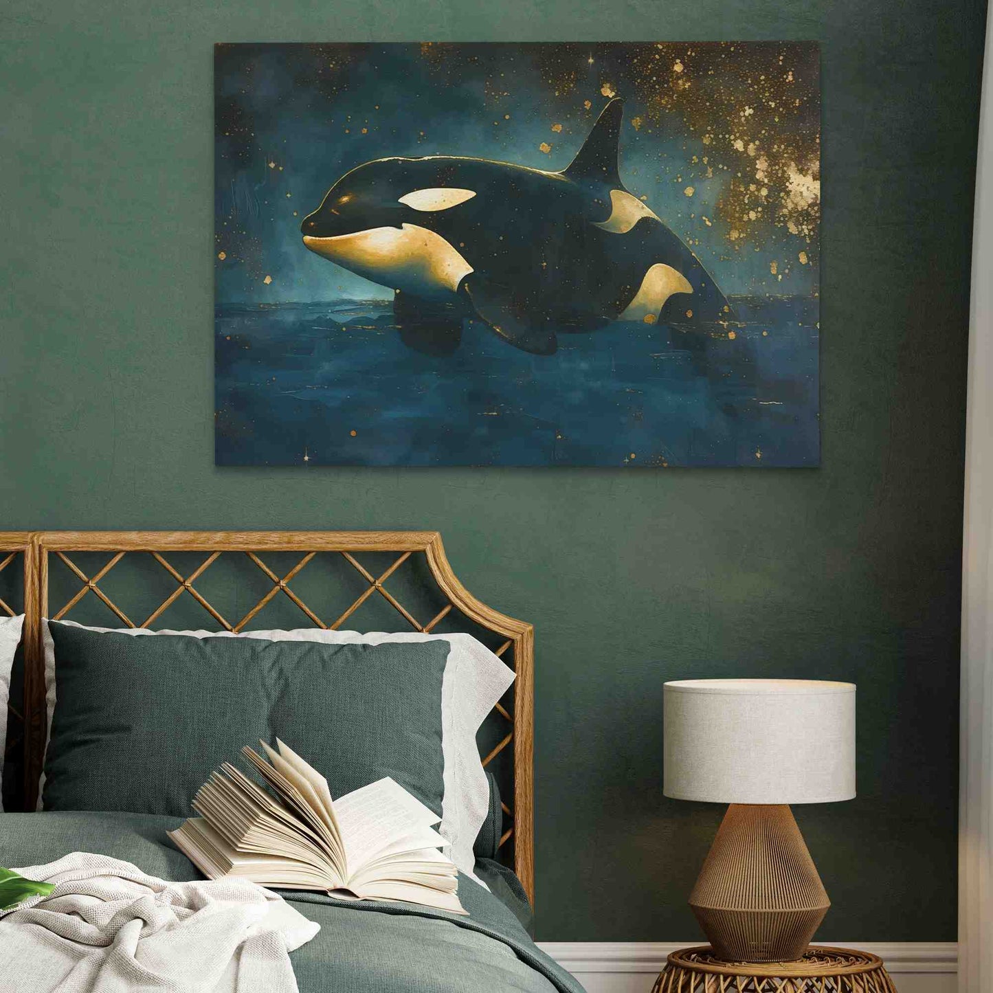 Orca Out of Water - Black Wall Art