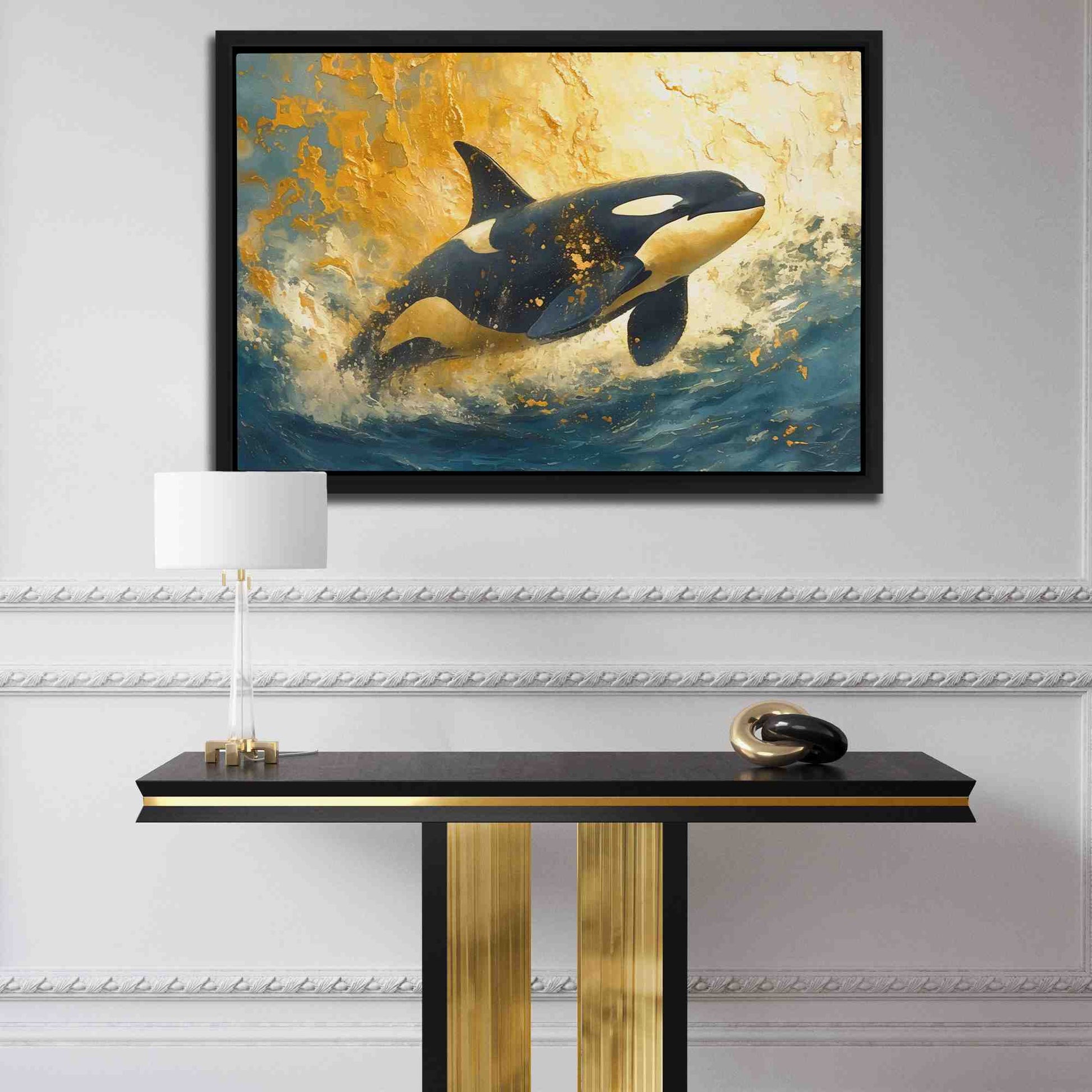 Orca Tide Dancer - Gold Wall Art