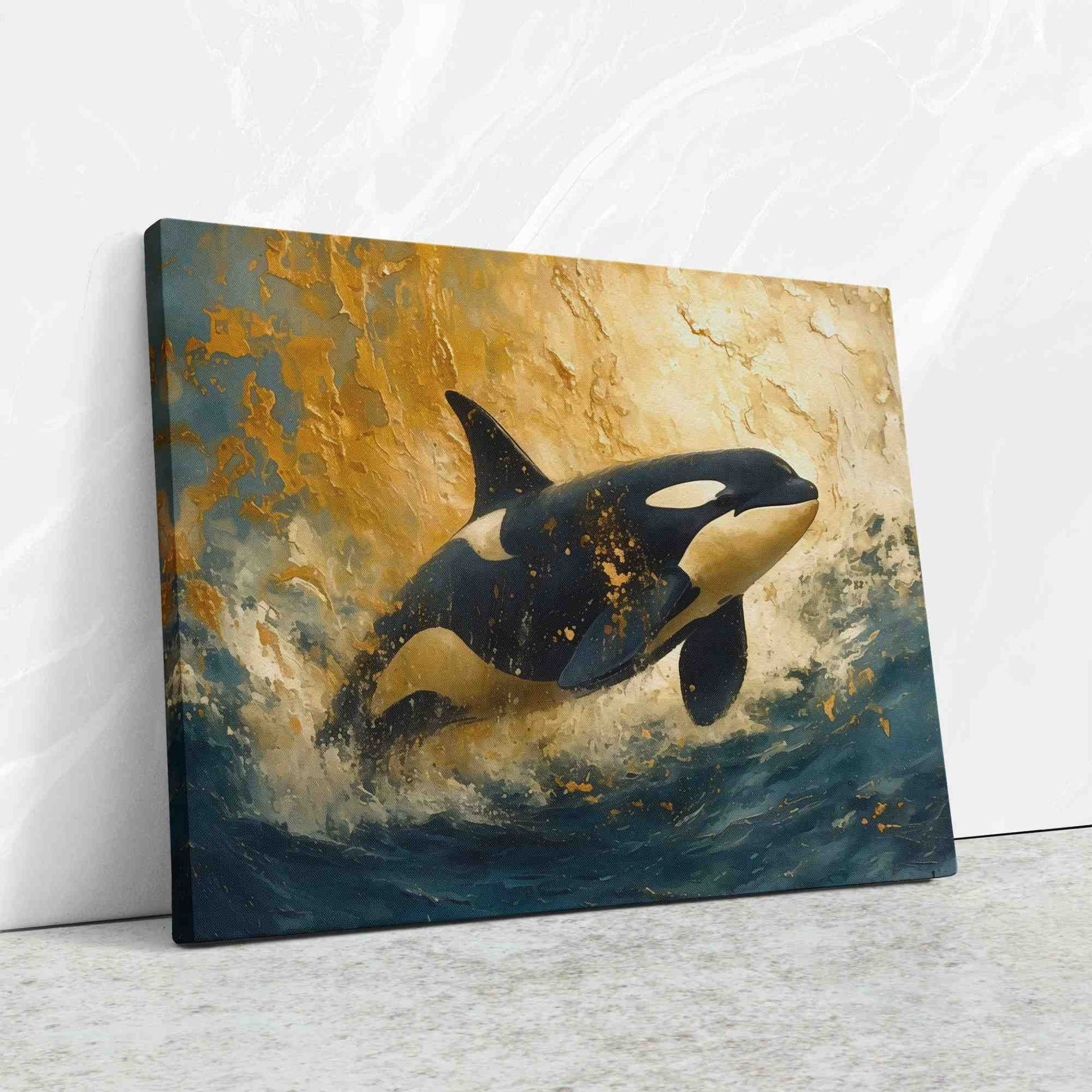Orca Tide Dancer - Oceanic Wall Art in Black Frame