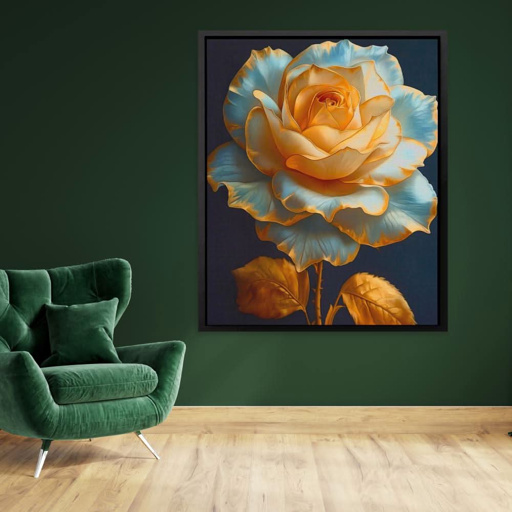 Organic Rose - Floral Wall Art in Black Frame