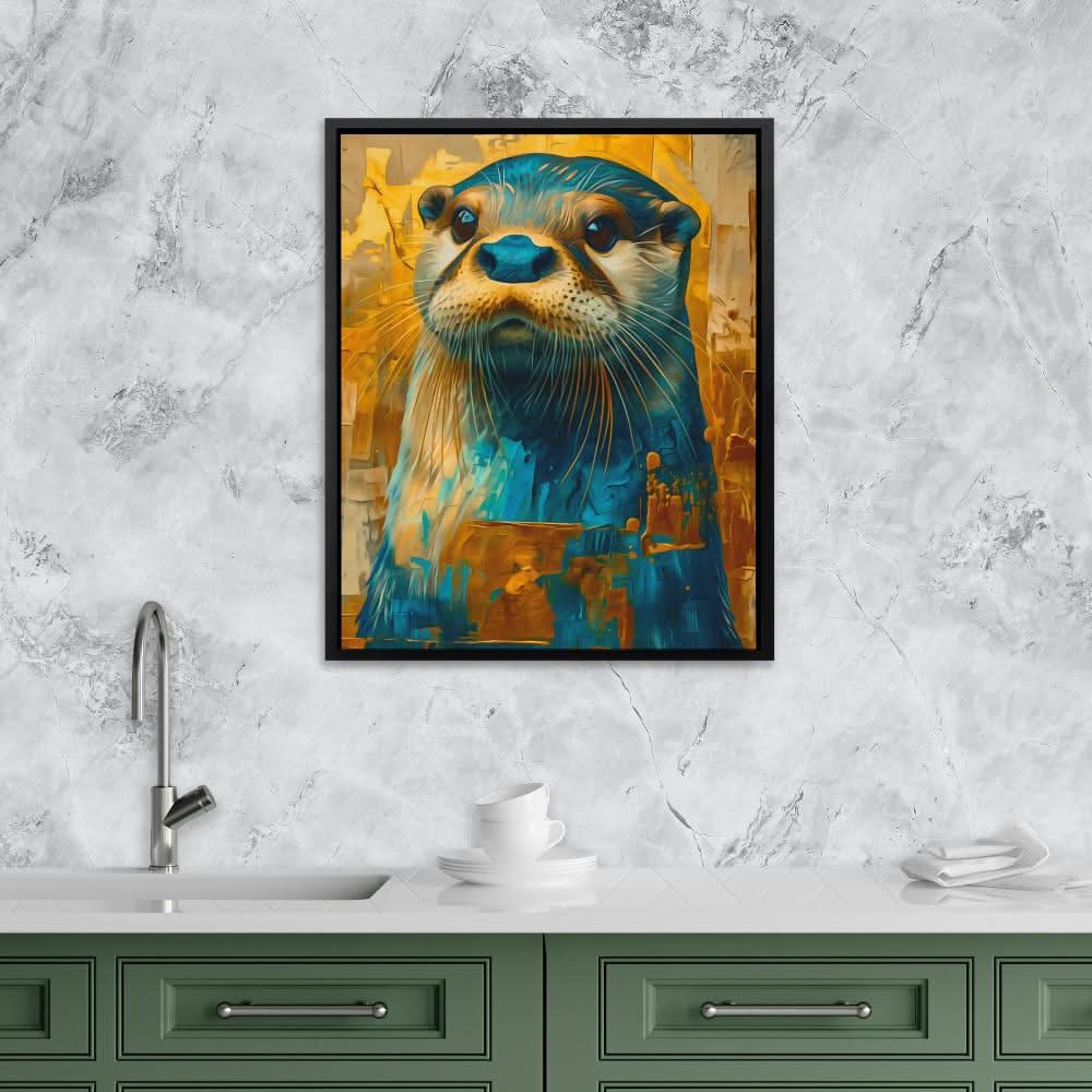 Otter Charm - Nature Wall Art in Black Frame