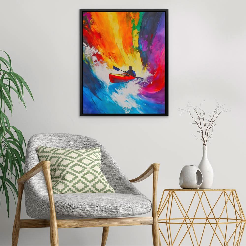 Paddle Through Chaos - Abstract Blue Canvas Wall Art