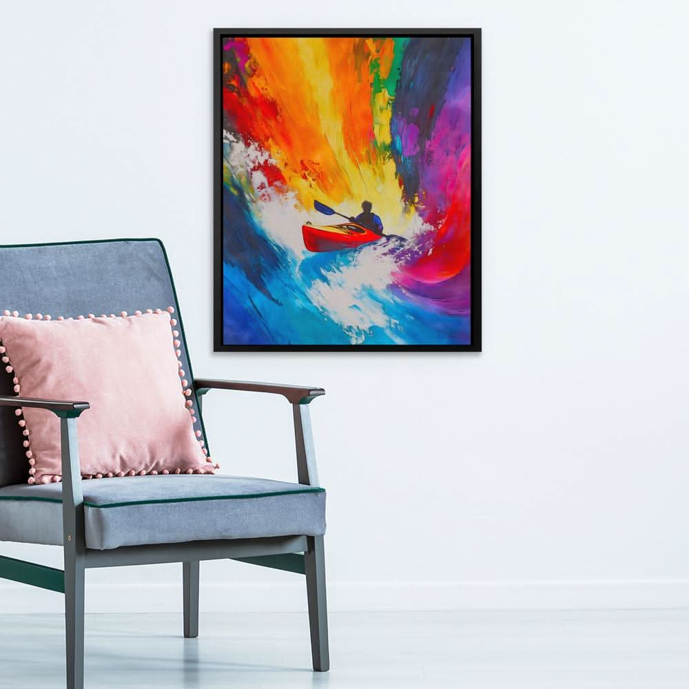 Paddle Through Chaos - Abstract Wall Art in Black Frame