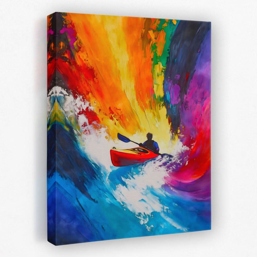Paddle Through Chaos - Rainbow Canvas Wall Art