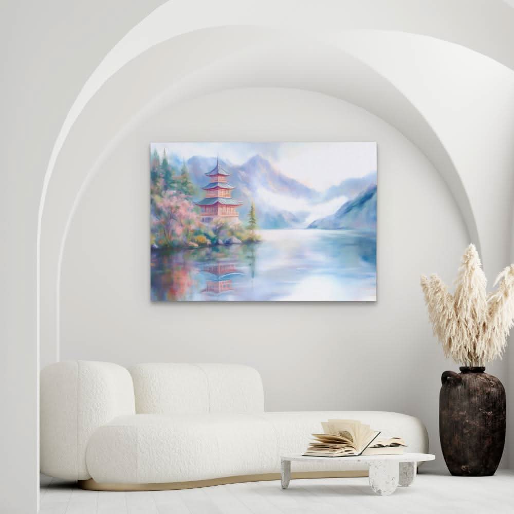 Pagoda’s Tranquil Time - Wall Art in Black Frame