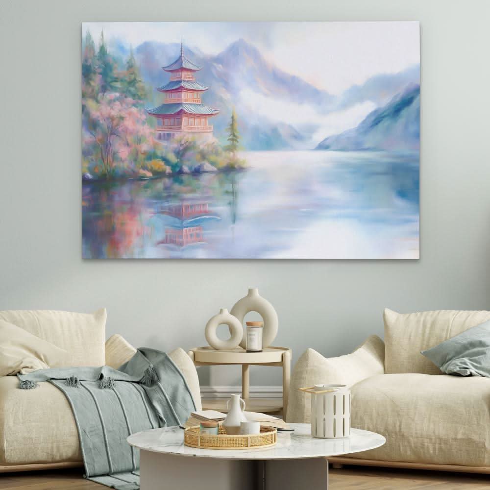 Pagoda’s Tranquil Time - Oversized Architecture Canvas Wall Art