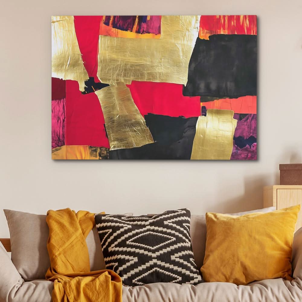 Pagoda’s Tranquility - Maximalist Gold Canvas Wall Art