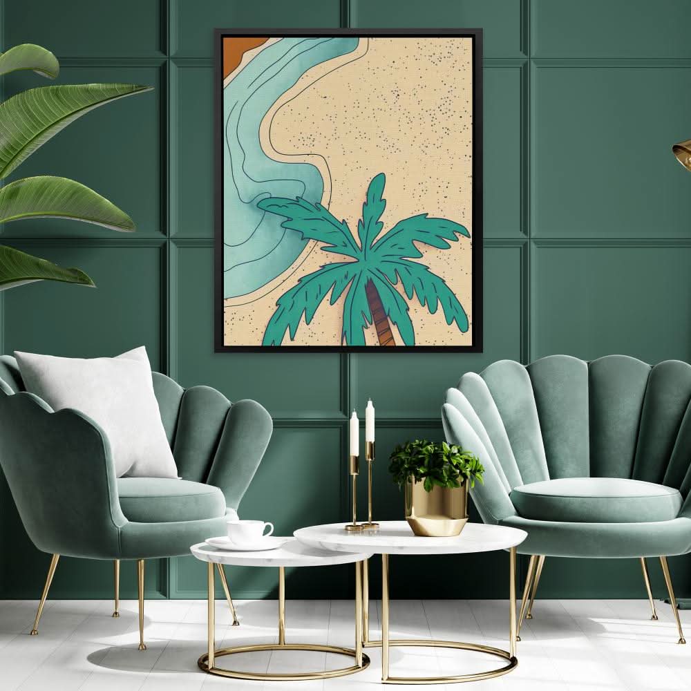 Palm Desert - Coastal Wall Art in Black Frame