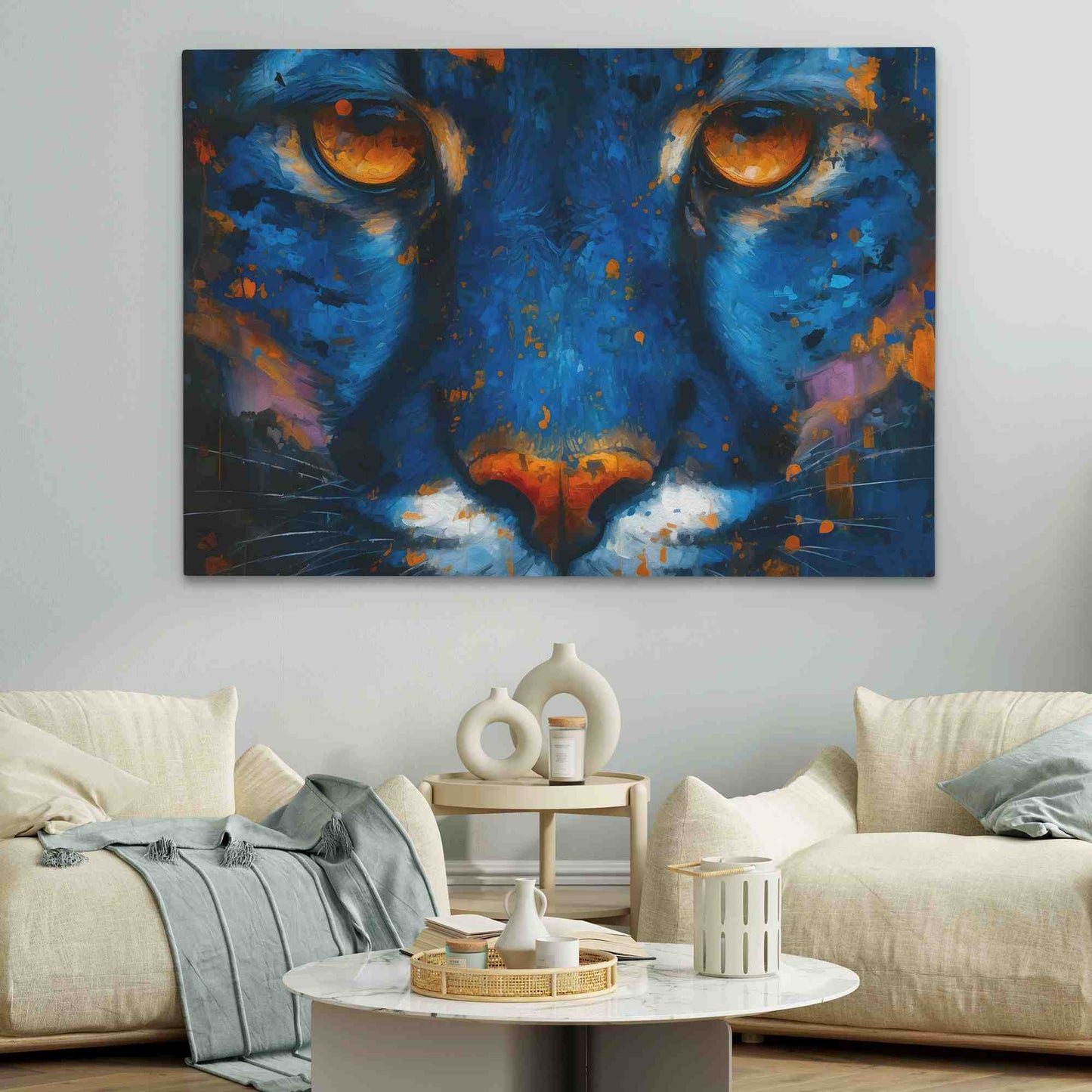 Panther Night Hunt - Wall Art in Black Frame
