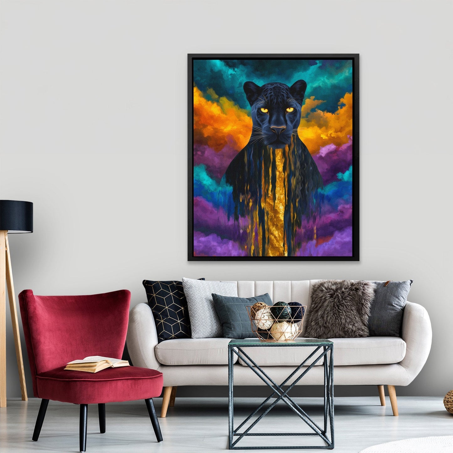 Panther's Golden Flow - Luxury Wall Art