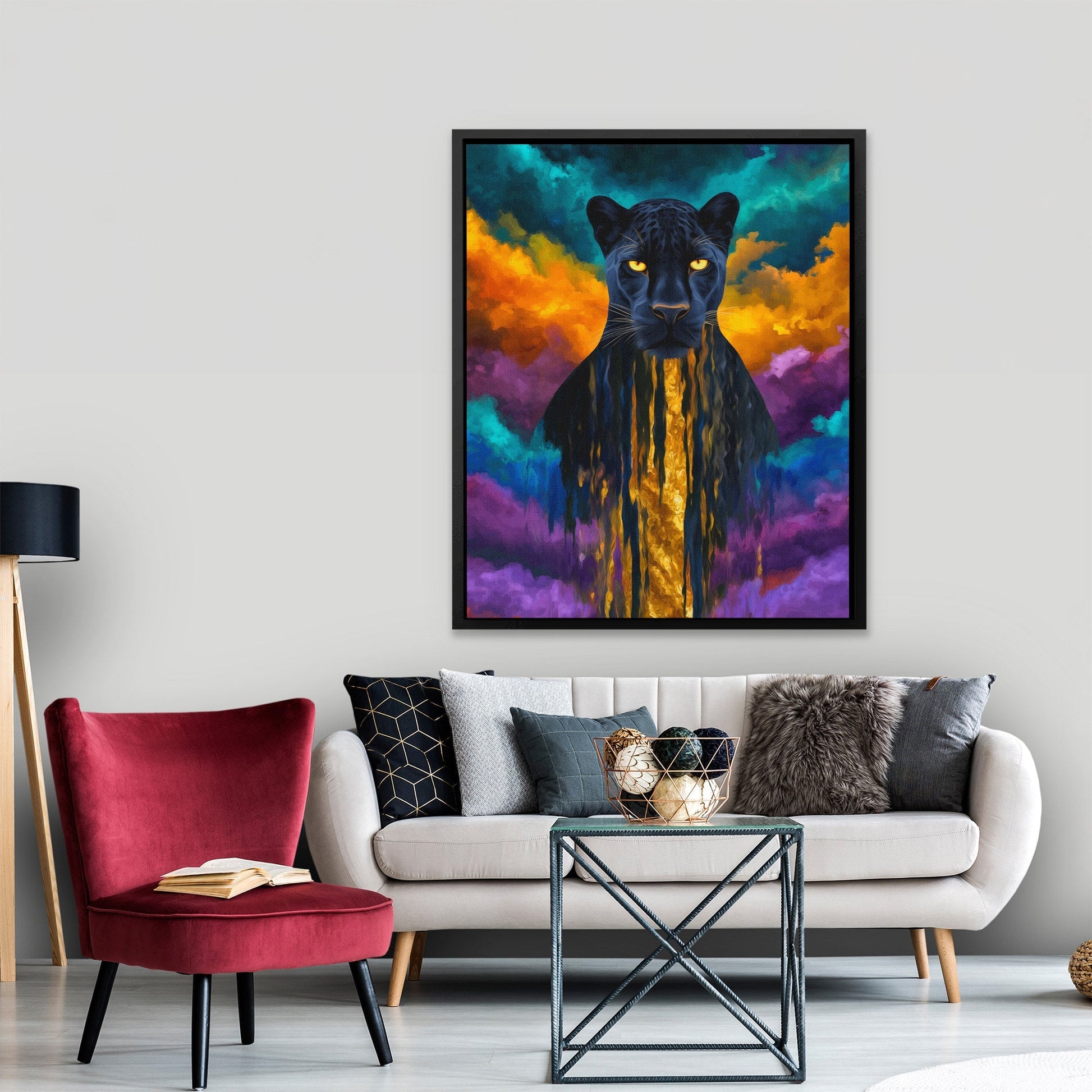 Panther's Golden Flow - Luxury Wall Art