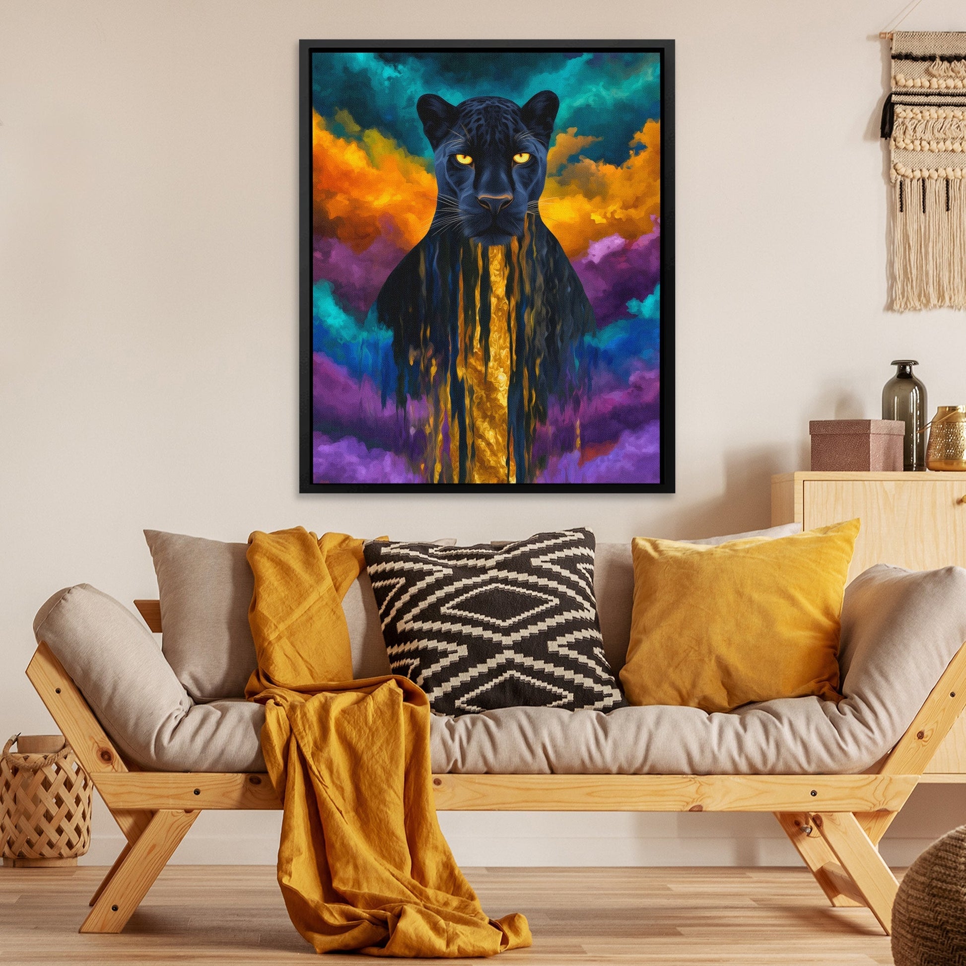 Panther's Golden Flow - Luxury Wall Art