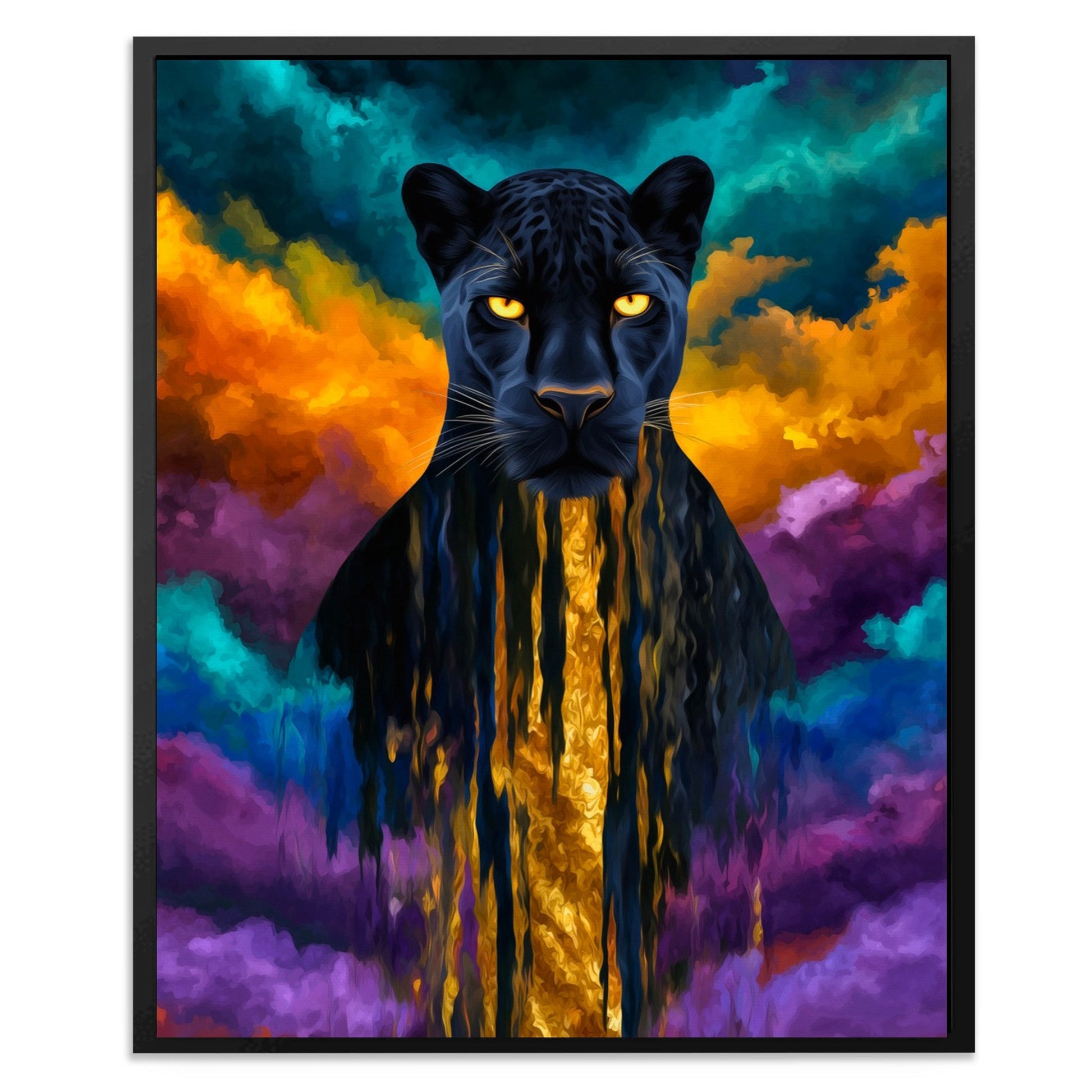 Panther's Golden Flow - Luxury Wall Art