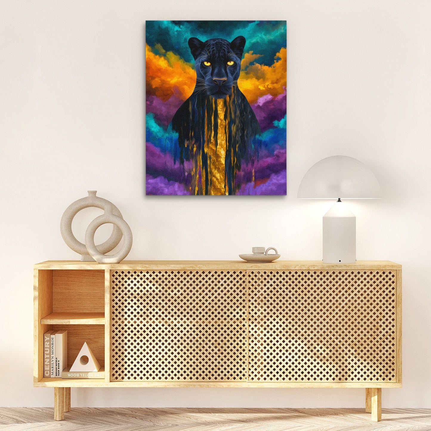 Panther's Golden Flow - Luxury Wall Art
