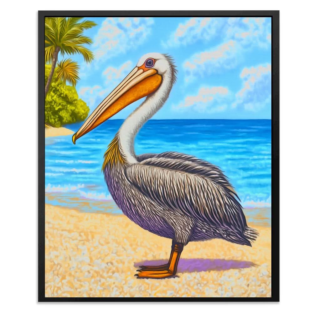 Paradise Pelican - Blue Beach House Canvas Print