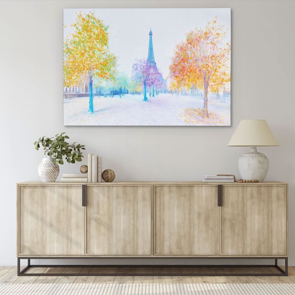 Parisian Autumn Glow - Pastel Canvas Wall Art