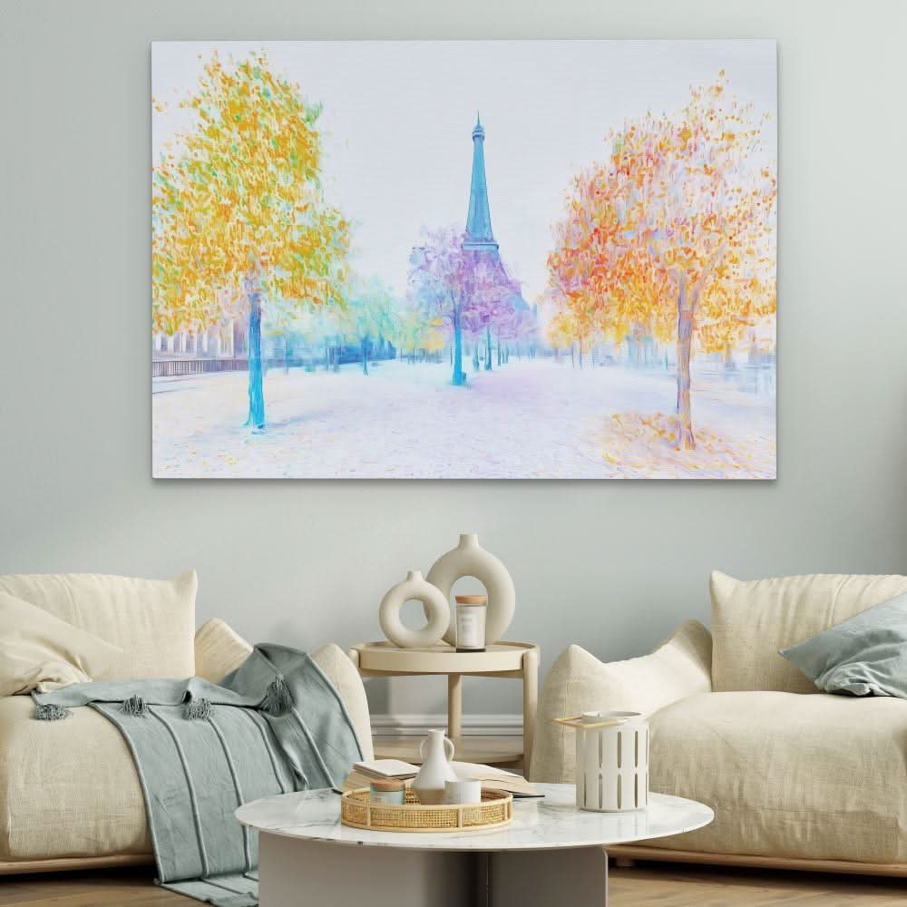 Parisian Autumn Glow - Wall Art in Black Frame