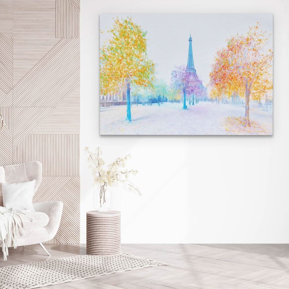 Parisian Autumn Glow - Pastel Wall Art for Hallway