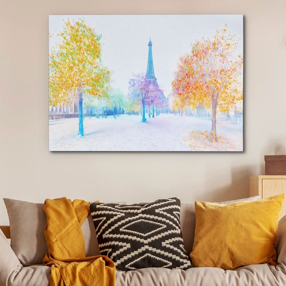 Parisian Autumn Glow - Landscapes Wall Art in Black Frame