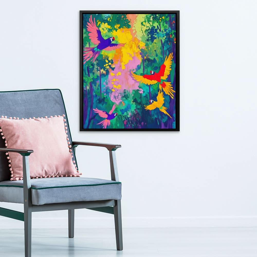 Parrot Jungle Symphony - Colorful Wall Art for Kids Room
