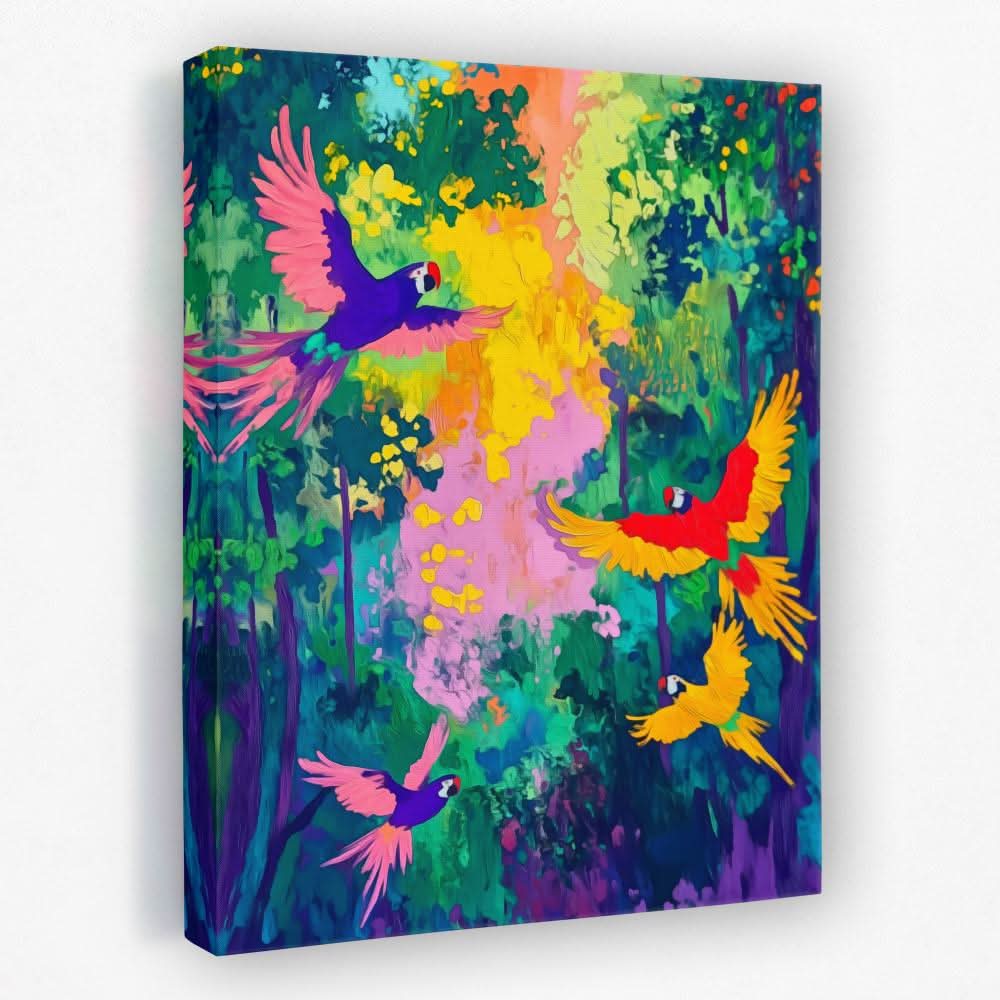 Parrot Jungle Symphony - Animals Canvas Wall Art