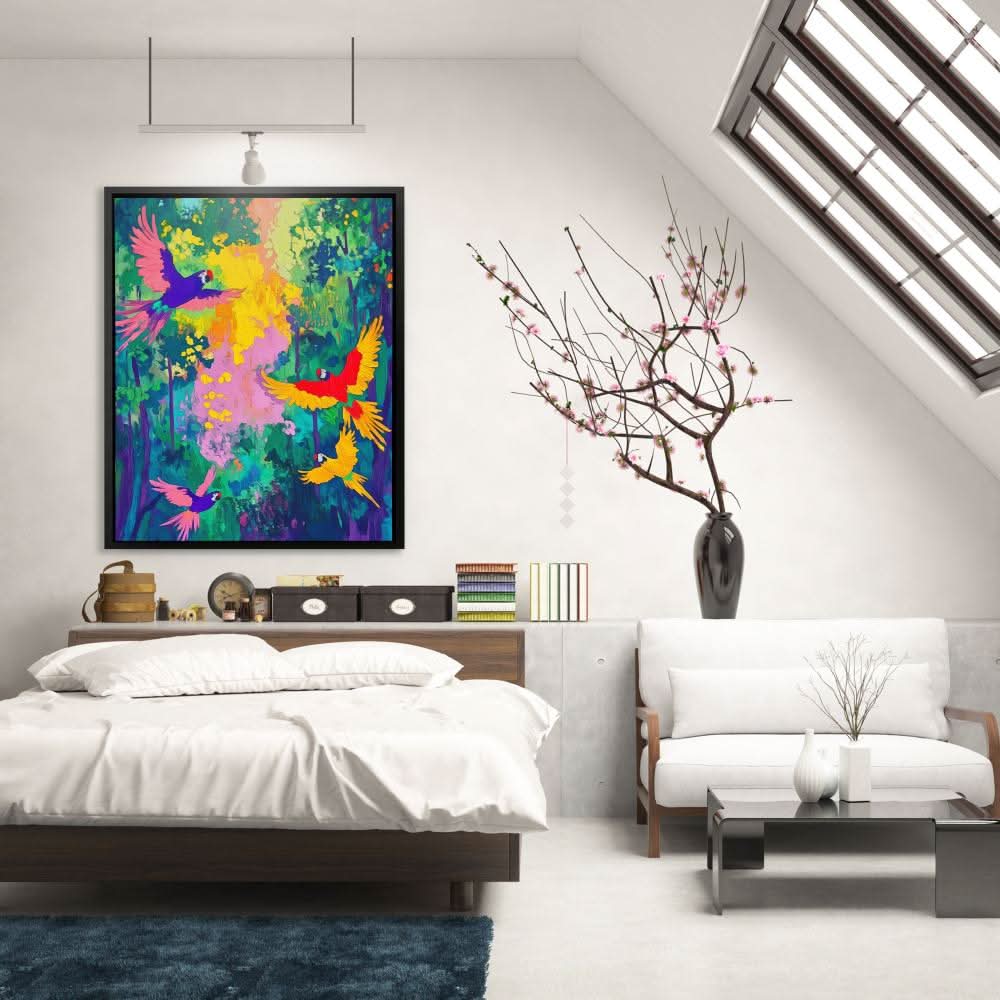 Parrot Jungle Symphony - Fantasy Colorful Canvas Wall Art