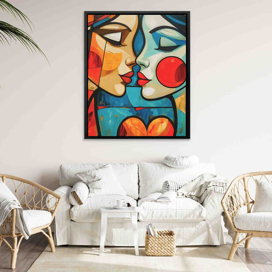 Partners in Love - Abstract Wall Art in Black Frame