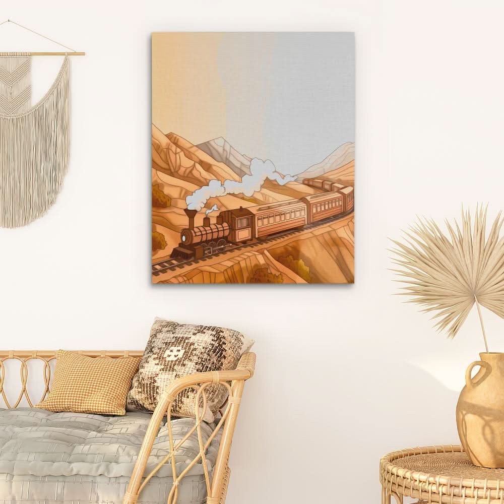 Passenger Train - Locomotive Wall Art in Black Frame