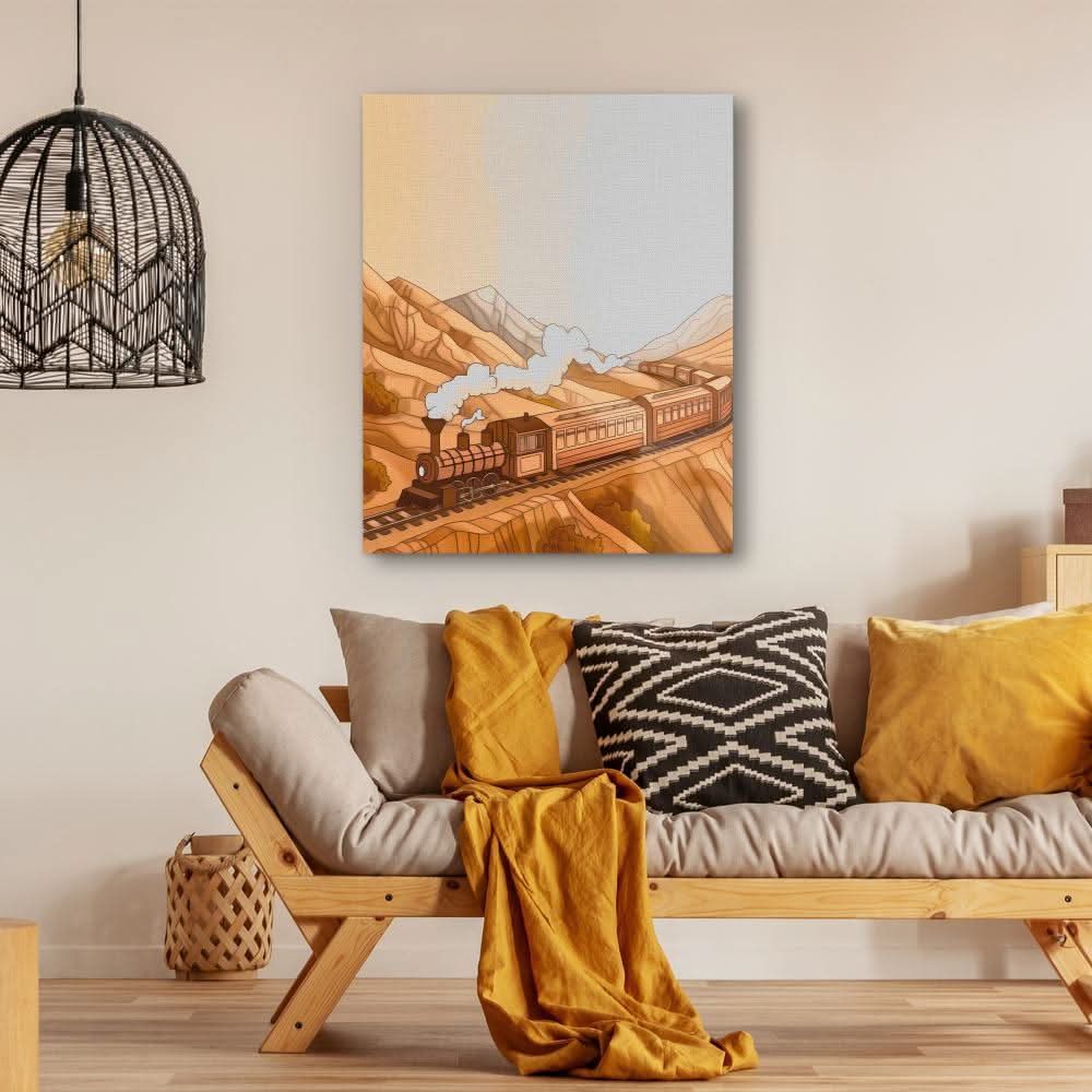 Passenger Train - Modern Wall Art in Black Frame