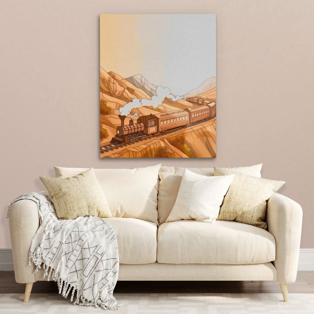 Passenger Train - Earth Tones Wall Art for Living Room