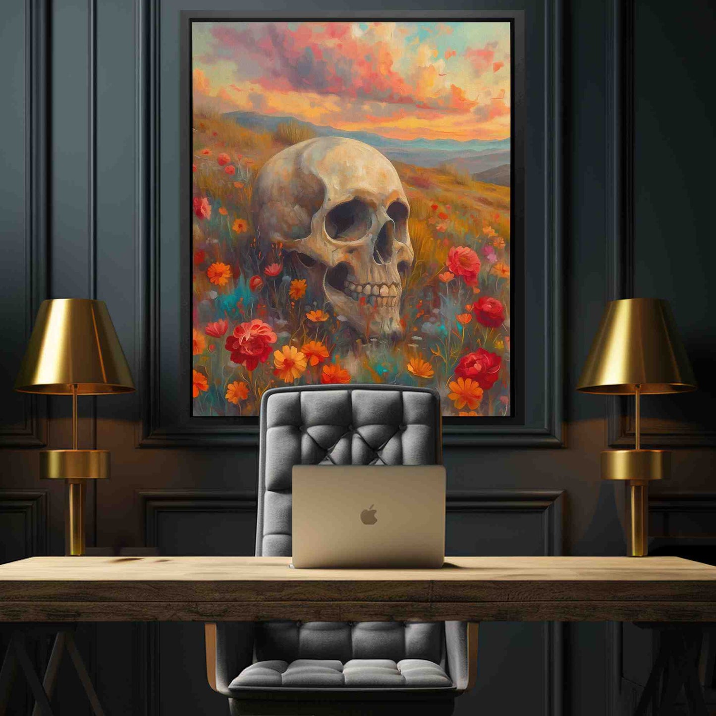 Passing Time - Flowers Wall Art in Black Frame
