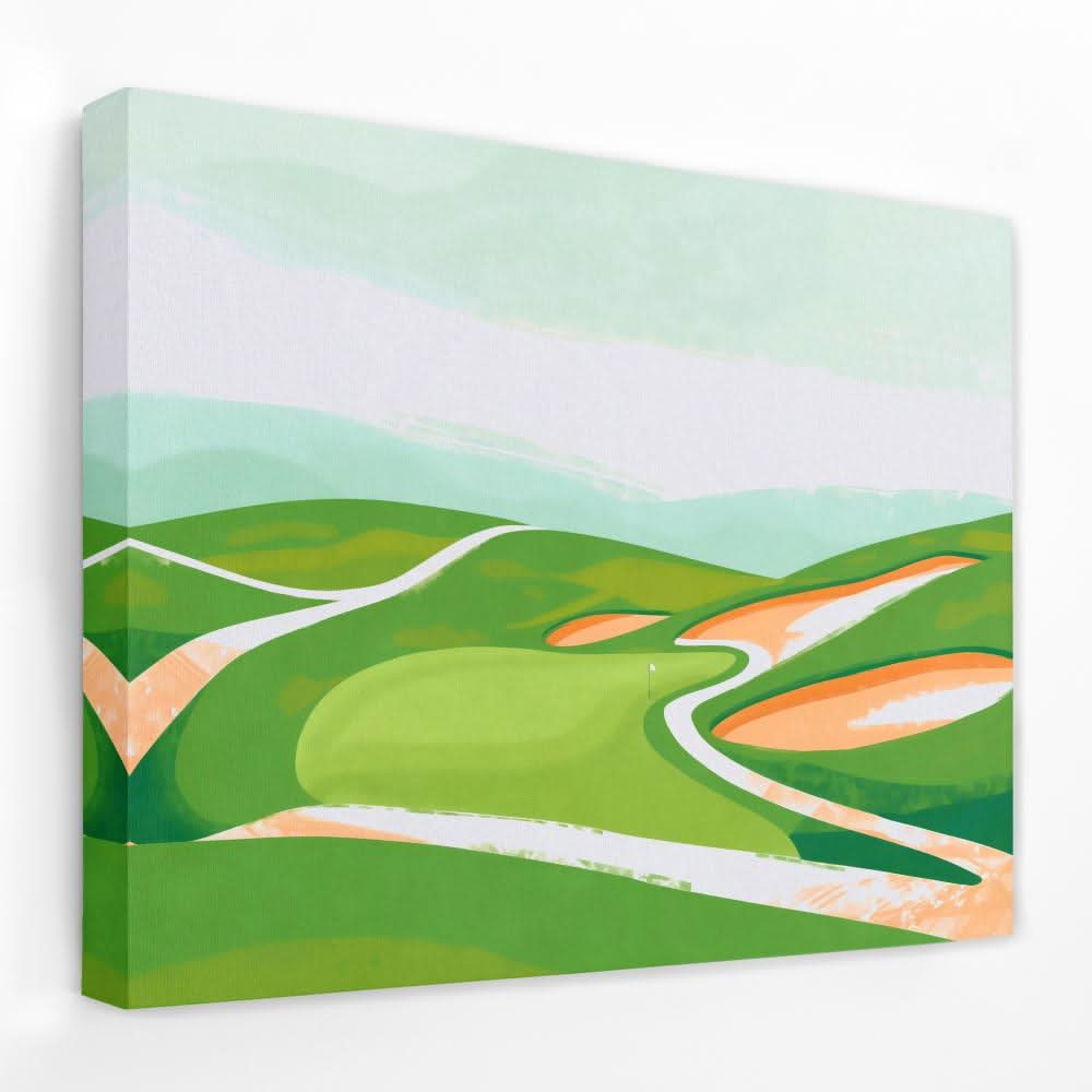 Pastel Golf Course - Golf Canvas Wall Art