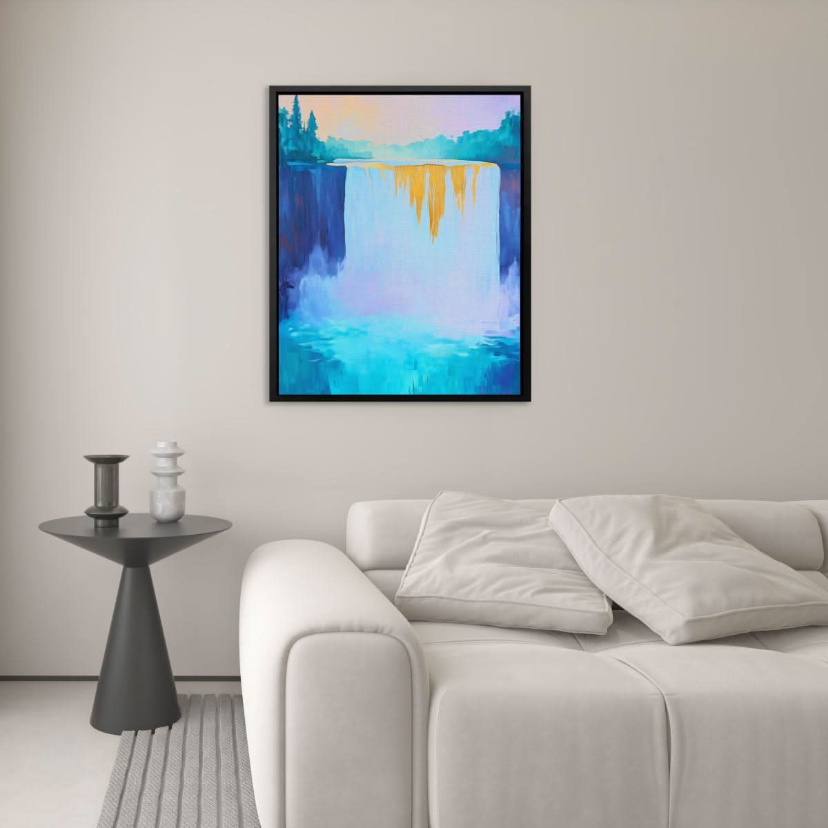 Pastel Mist of Niagara - Blue Canvas Wall Art