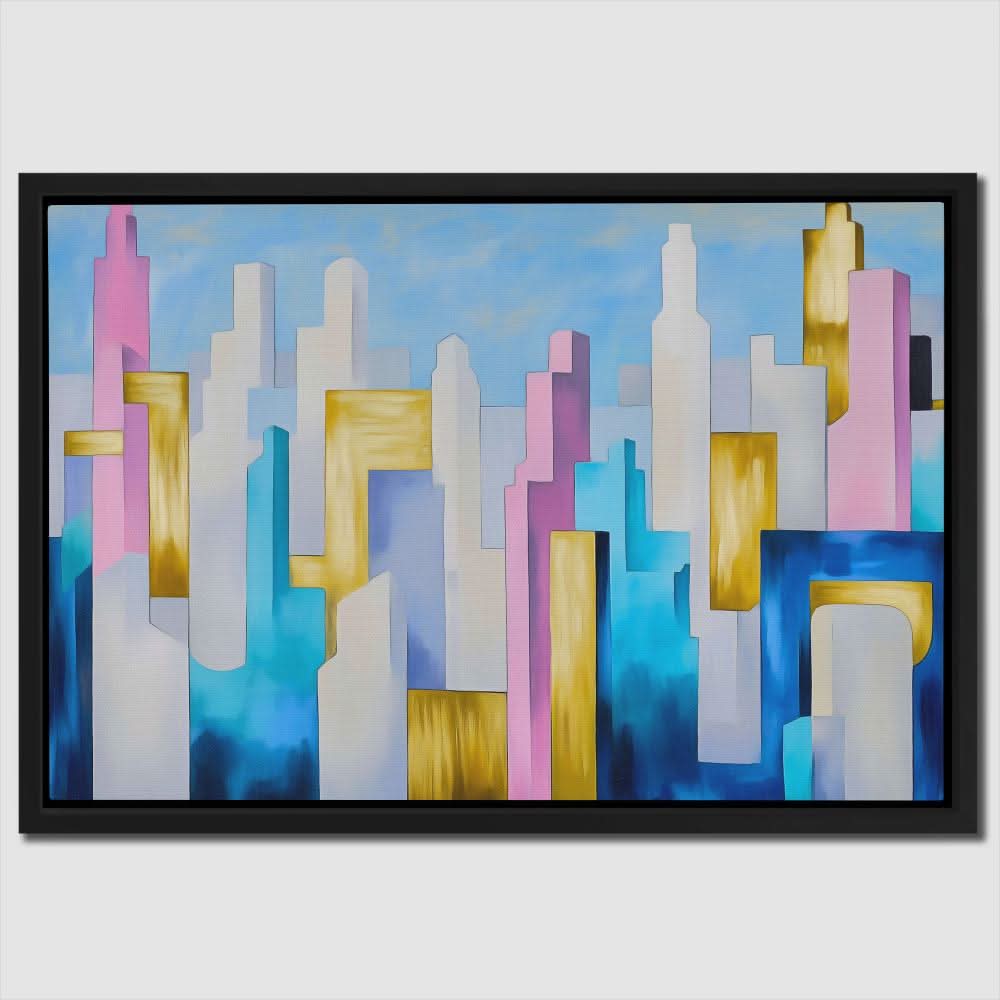Pastel Skyscrapers - Blue Lavender Canvas Print